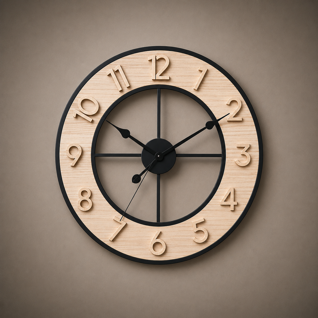 Grande horloge bois et noir