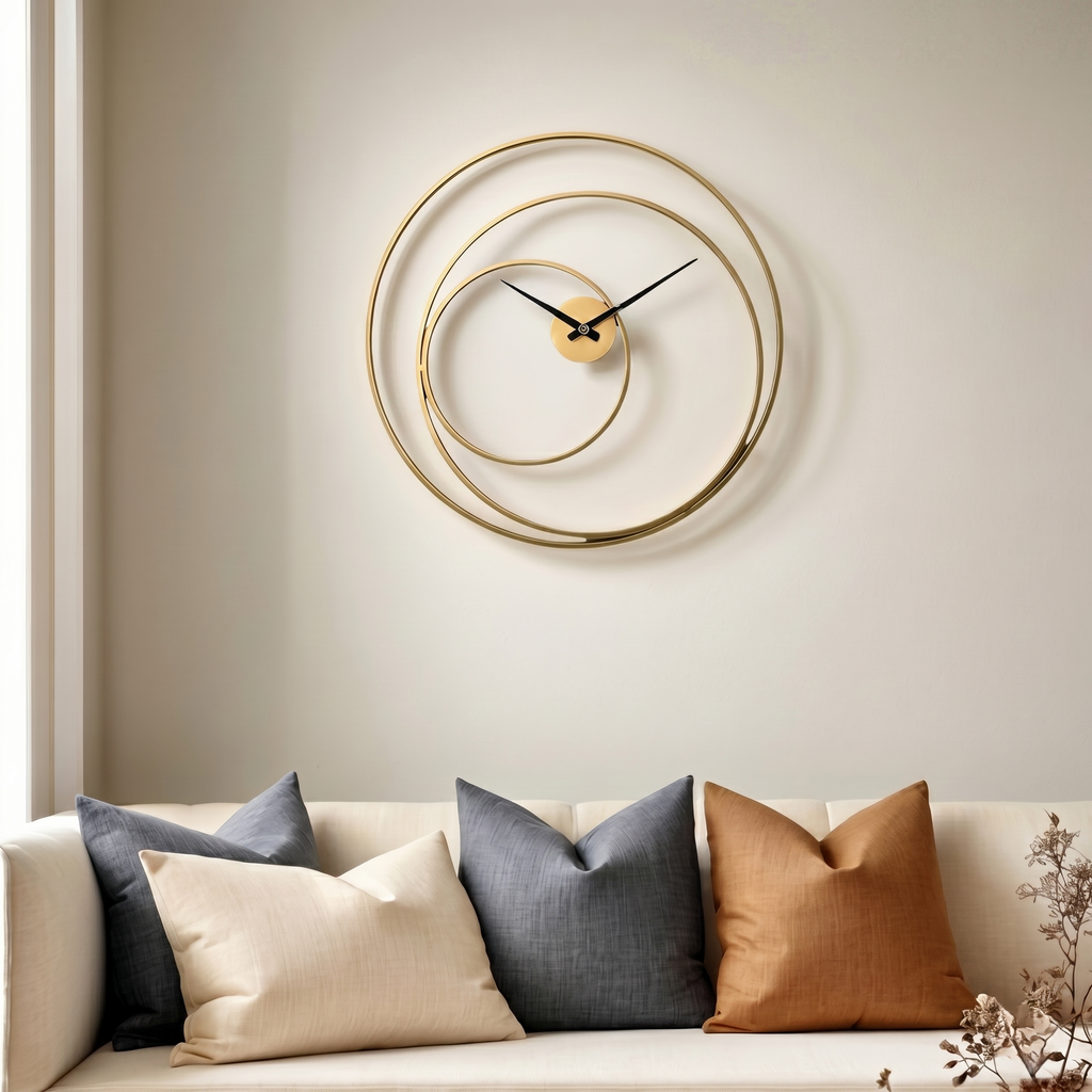 Grande horloge contemporaine dore