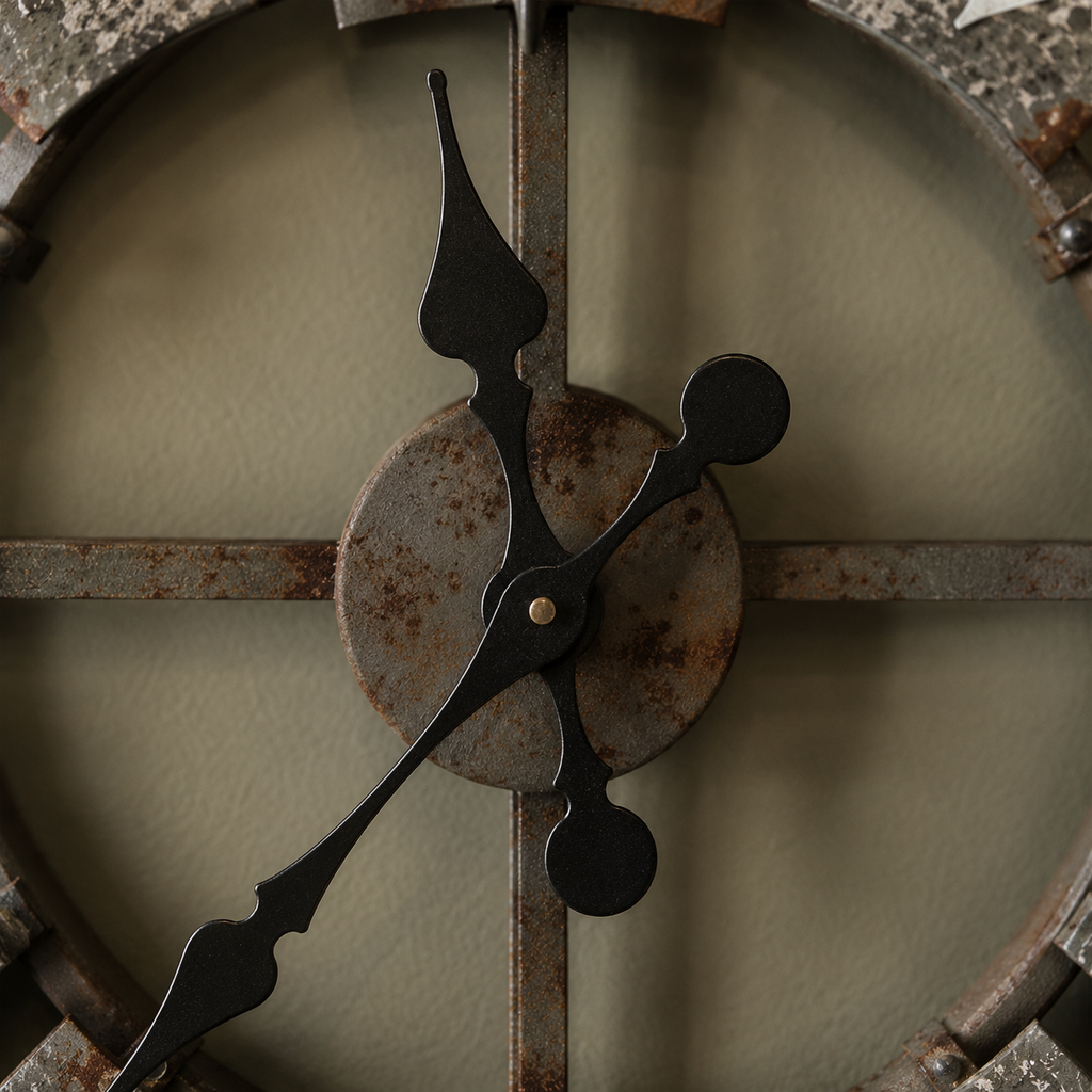 Grande horloge grise métal vieilli