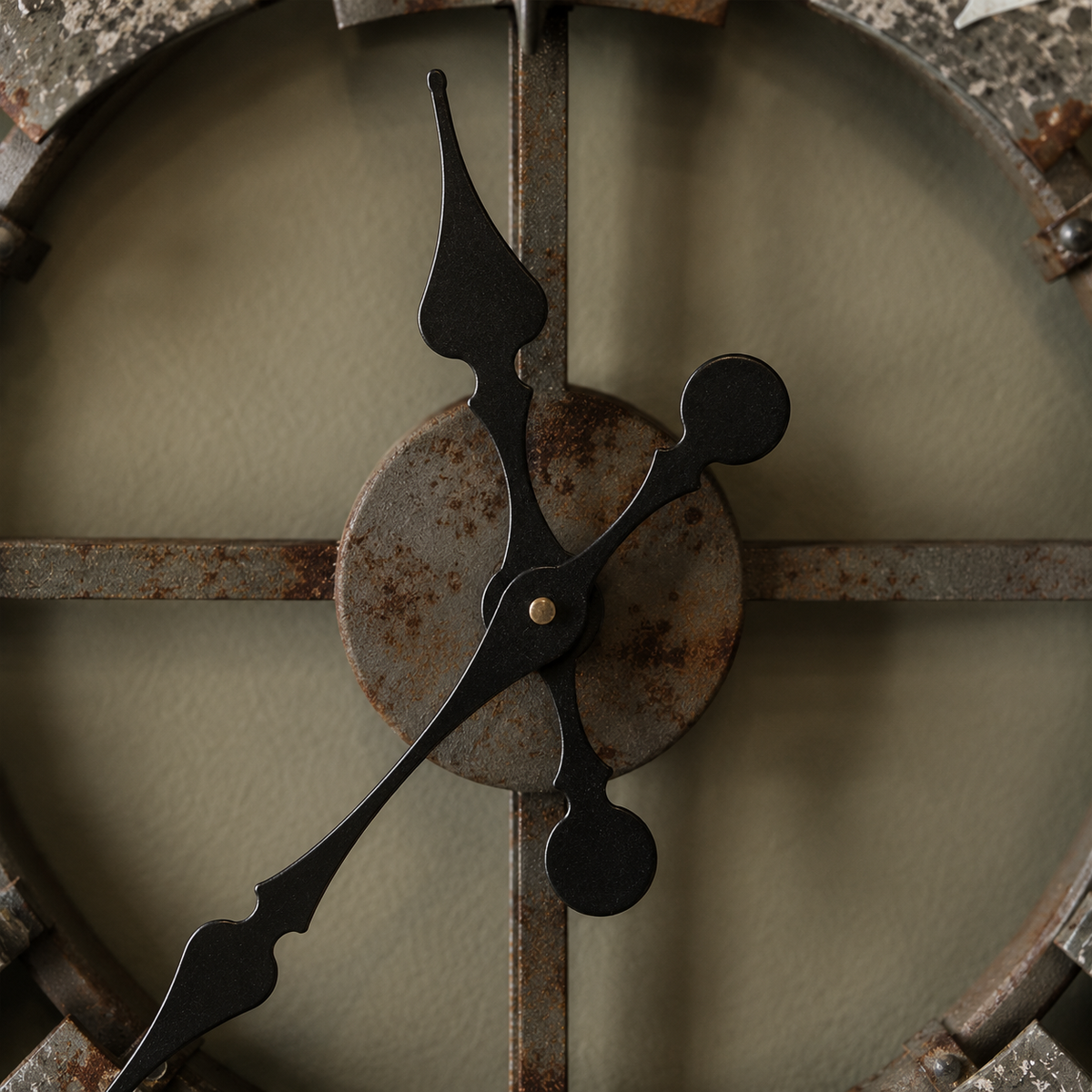 Grande horloge grise métal vieilli