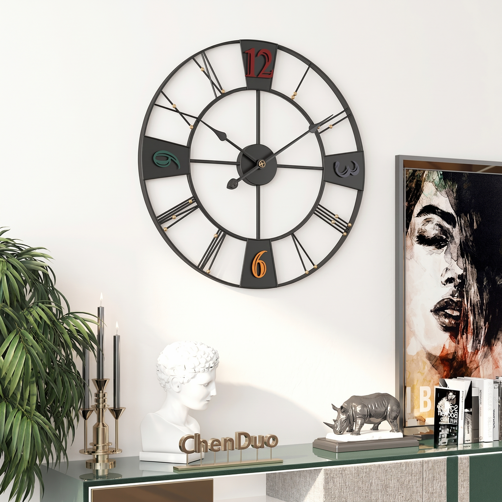 Grande horloge murale industrielle