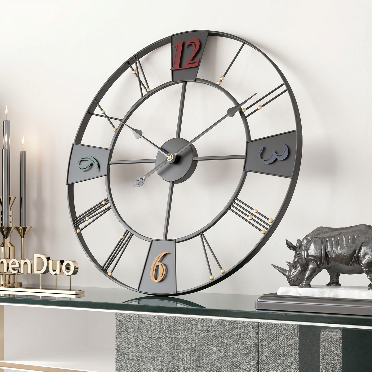 Grande horloge murale industrielle