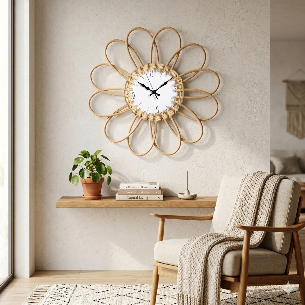 Grande horloge rotin