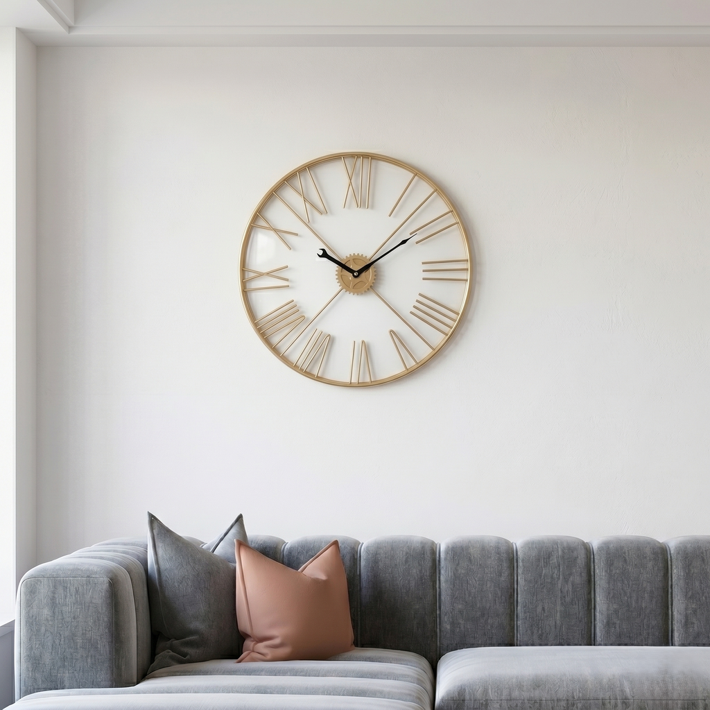 Grande horloge rouage doré