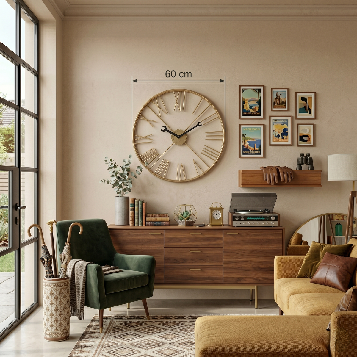 Grande horloge rouage doré