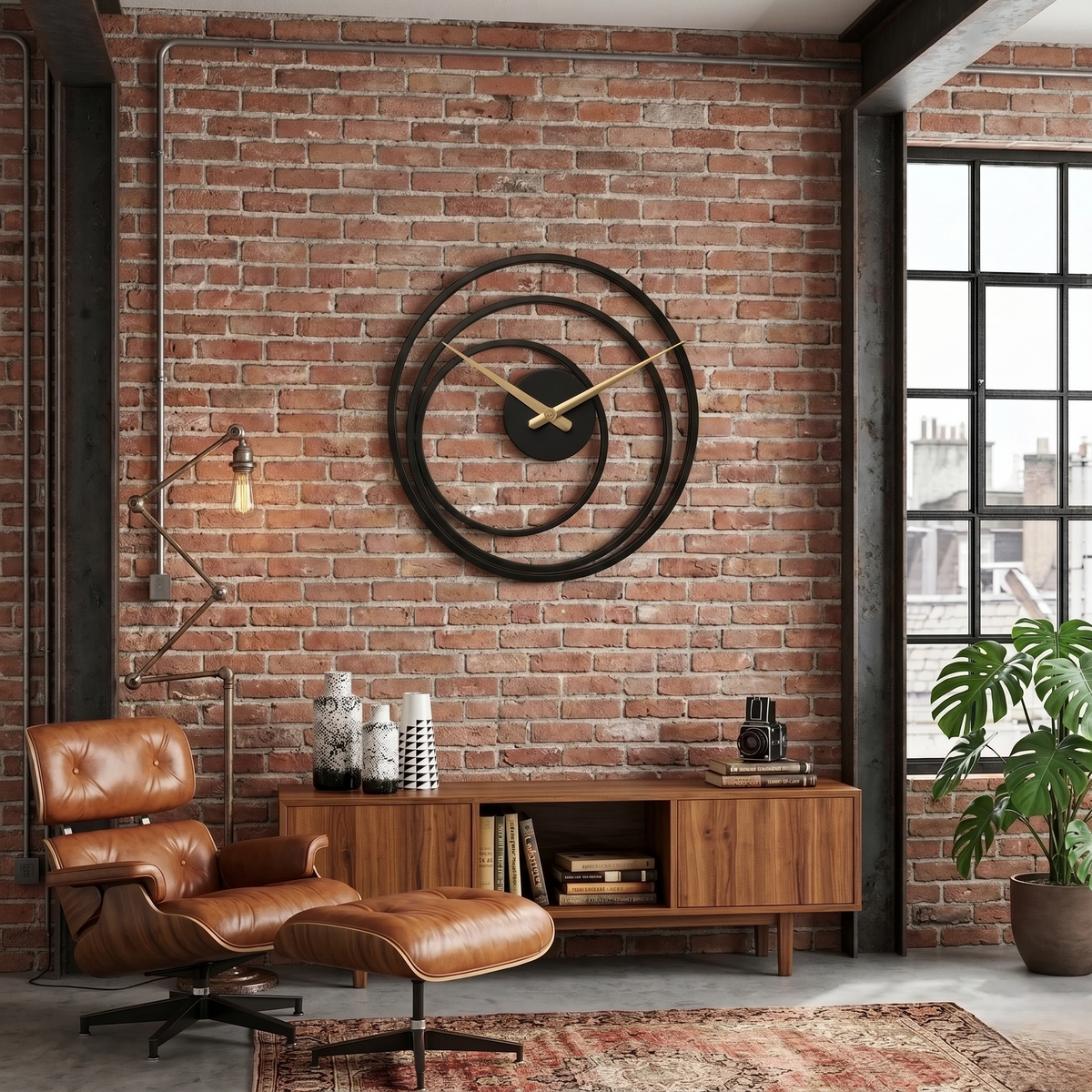 Grosse horloge murale style industriel