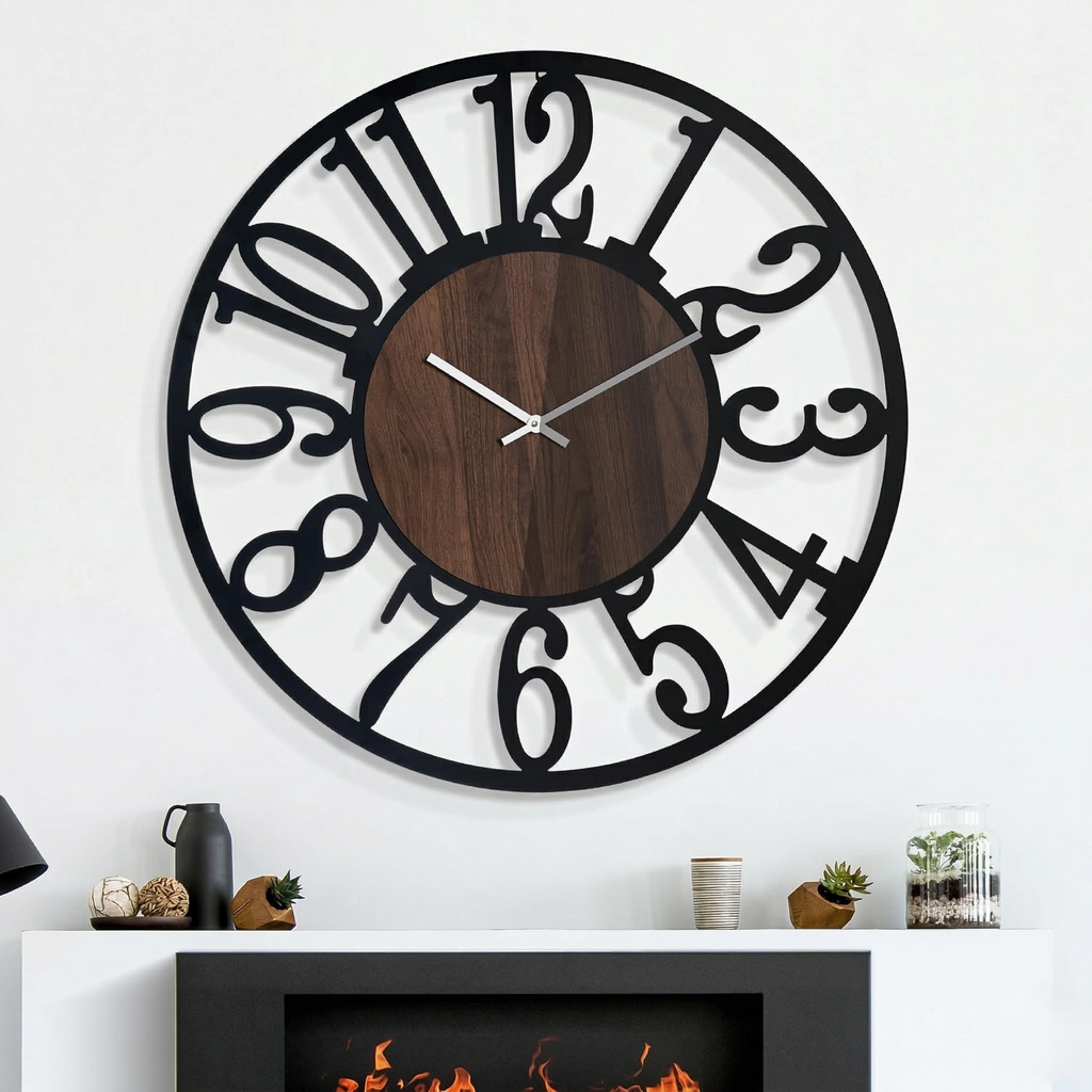 Horloge bois et métal
