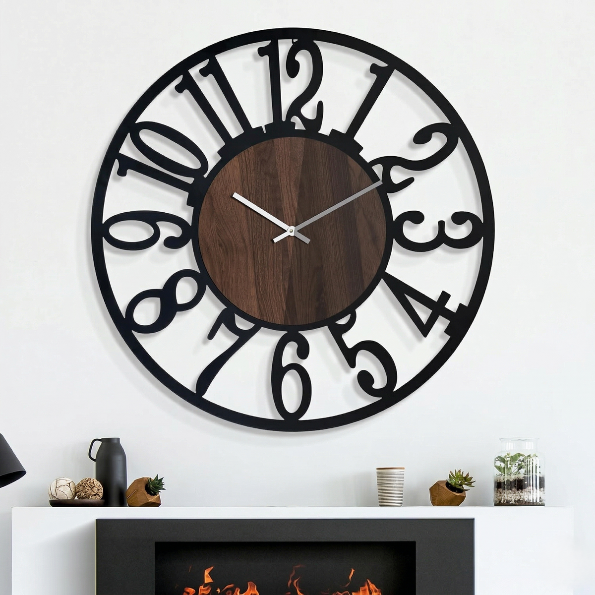 Horloge bois et métal