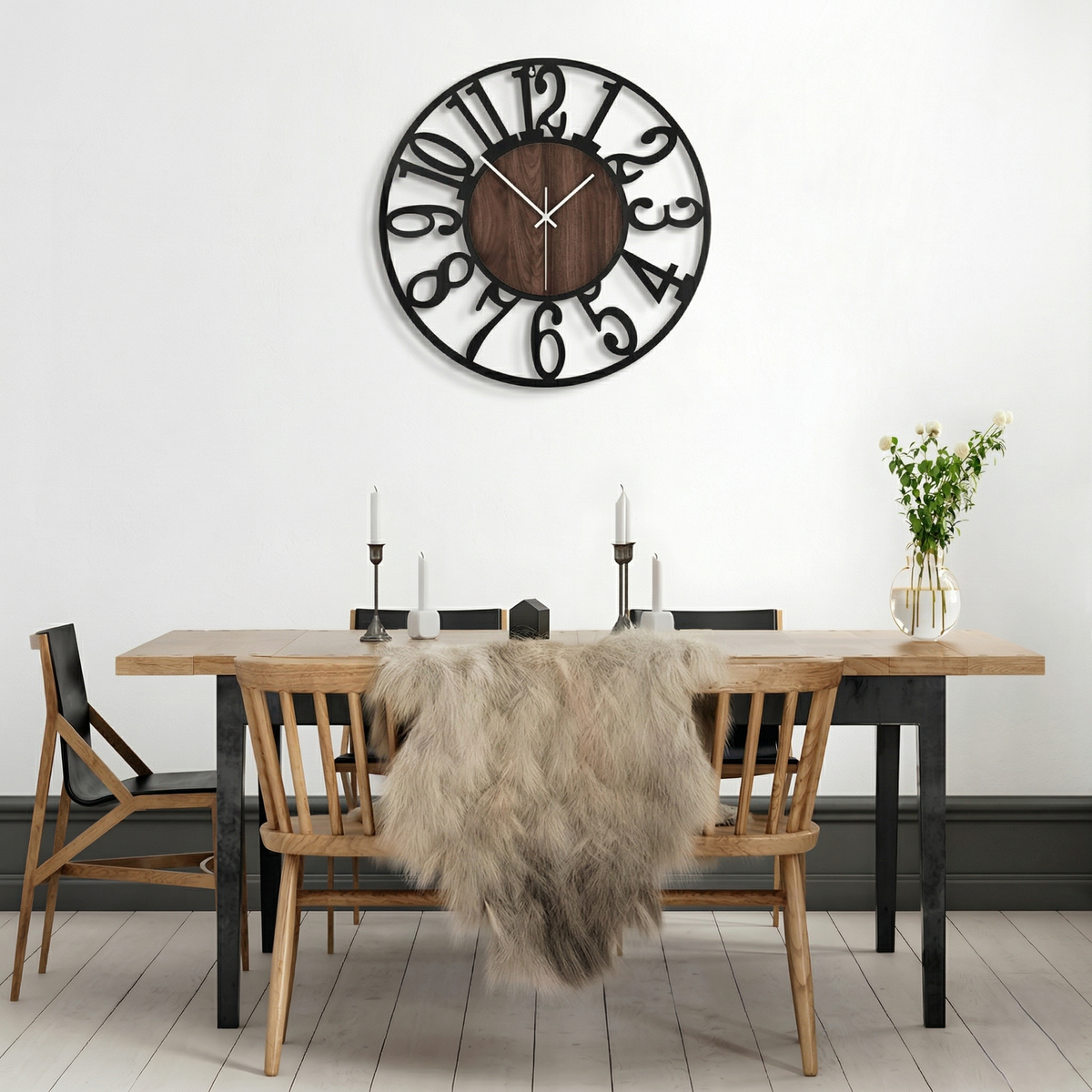 Horloge bois et métal