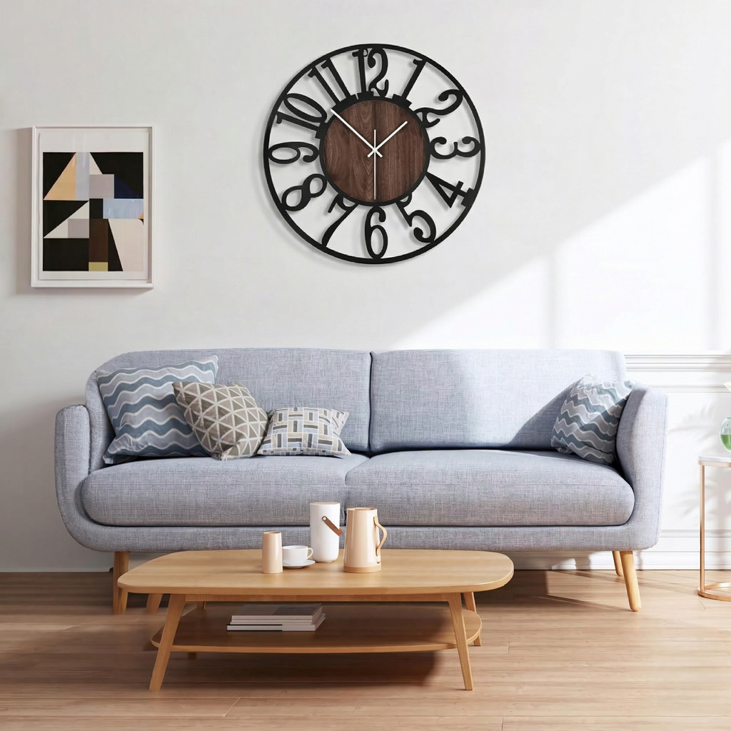 Horloge bois et métal