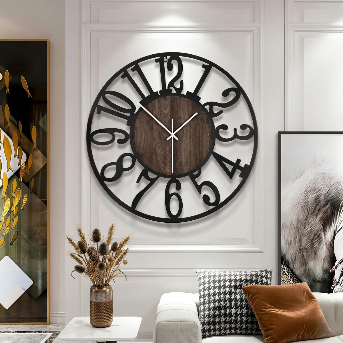 Horloge bois et métal