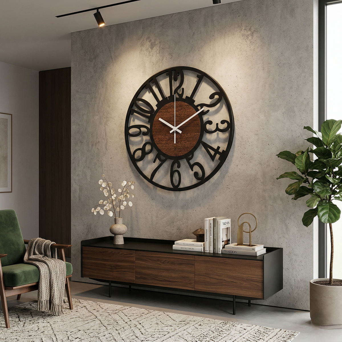 Horloge bois et métal