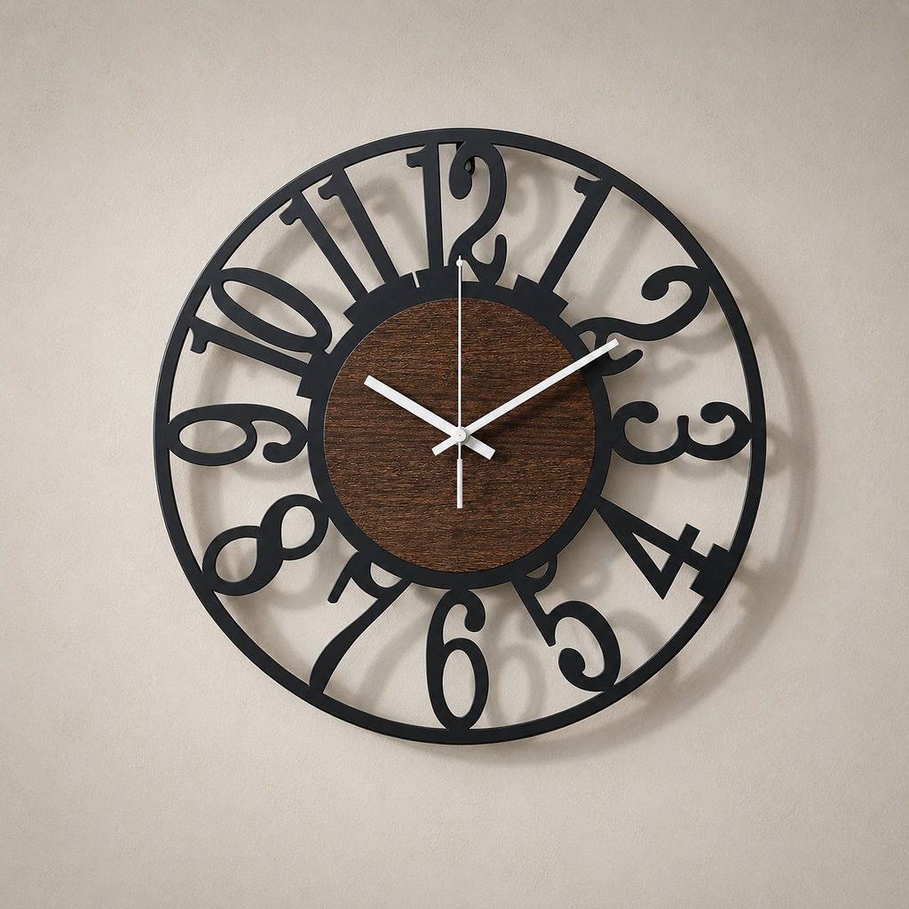 Horloge bois et métal