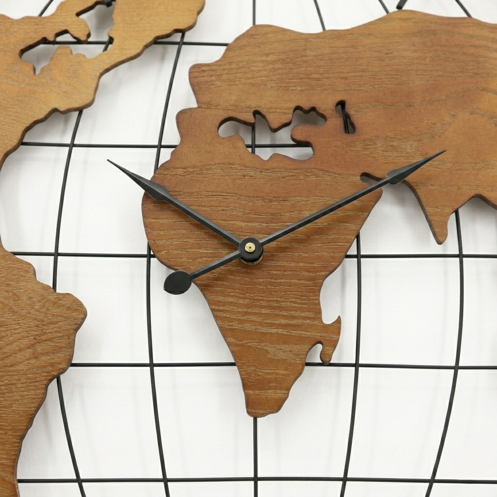 Horloge carte monde scandinave