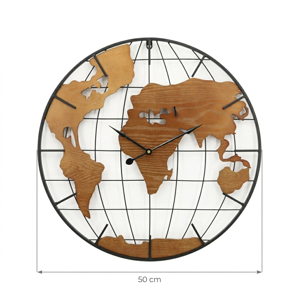 Horloge carte monde scandinave