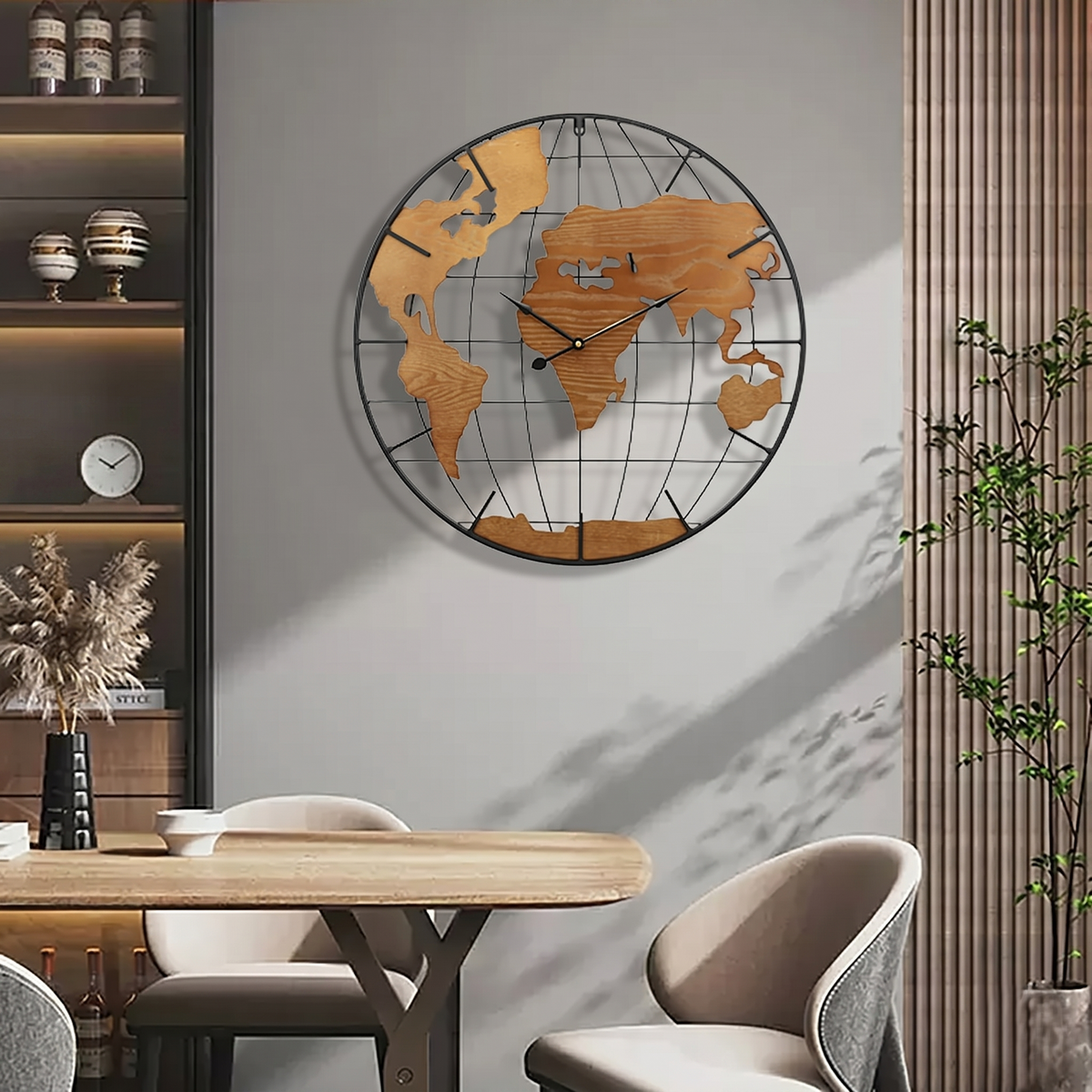 Horloge carte monde scandinave