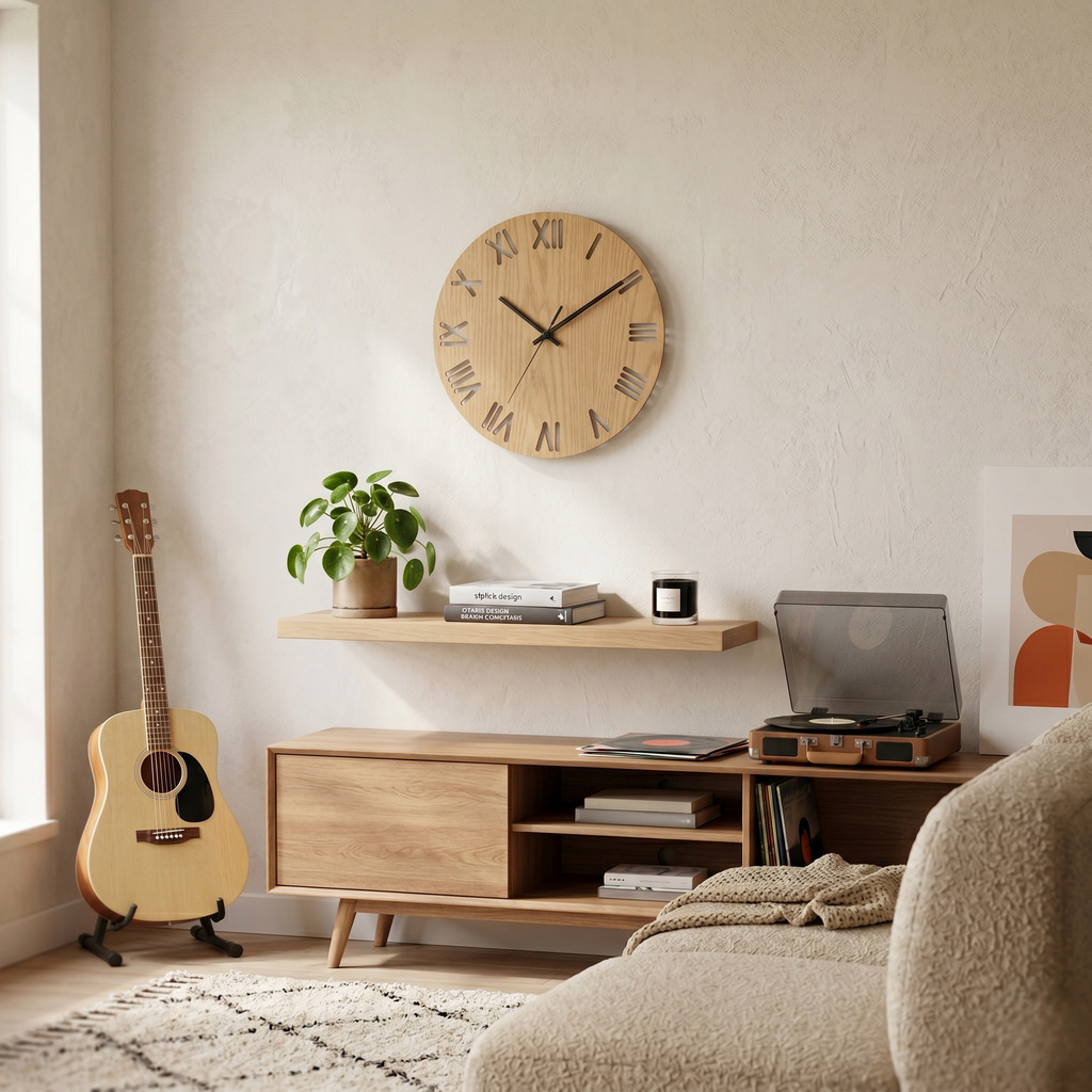 Horloge chiffre romain bois