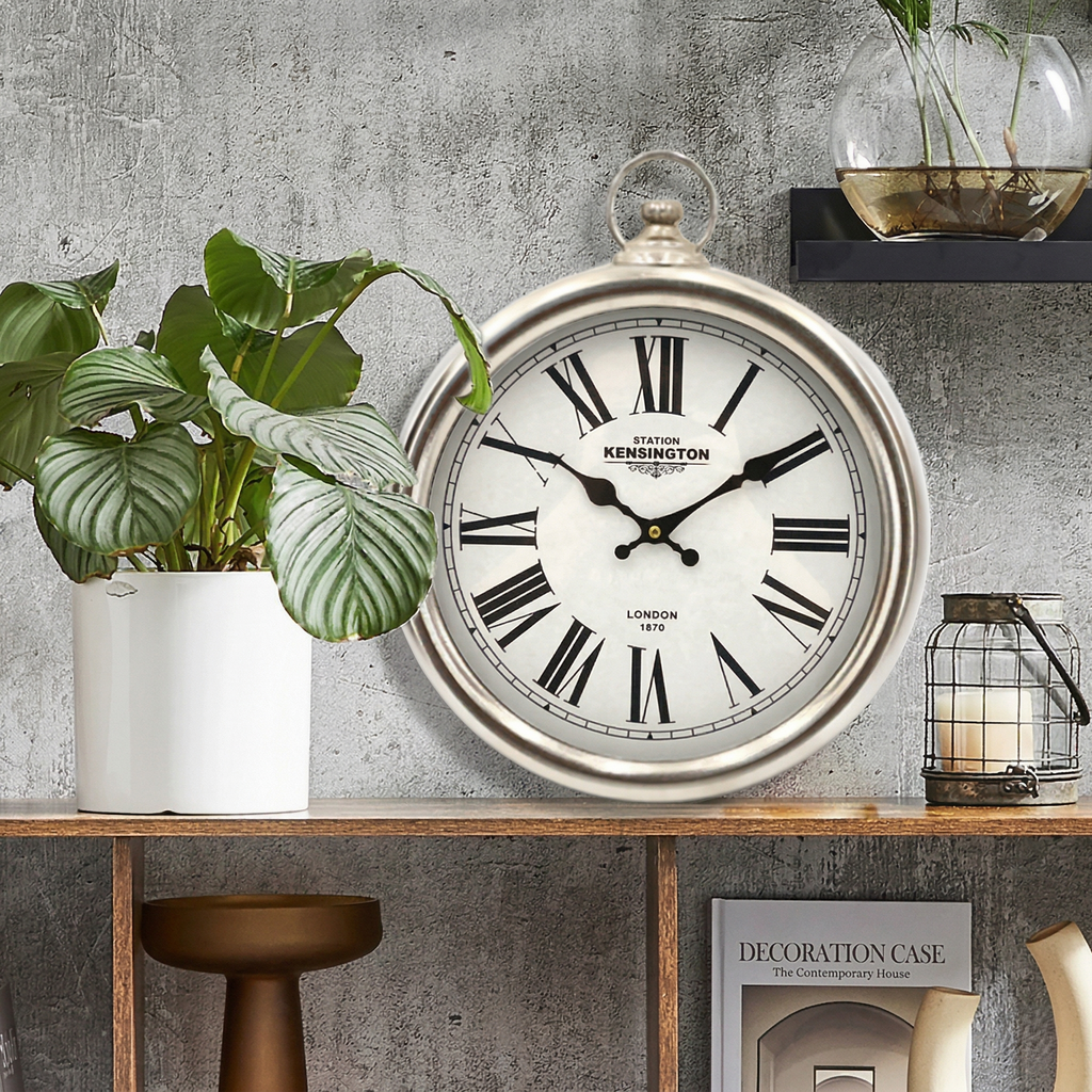 Horloge métal chiffres romains