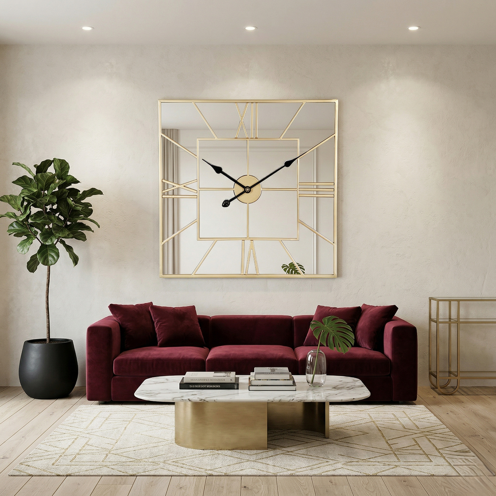 Horloge miroir carré