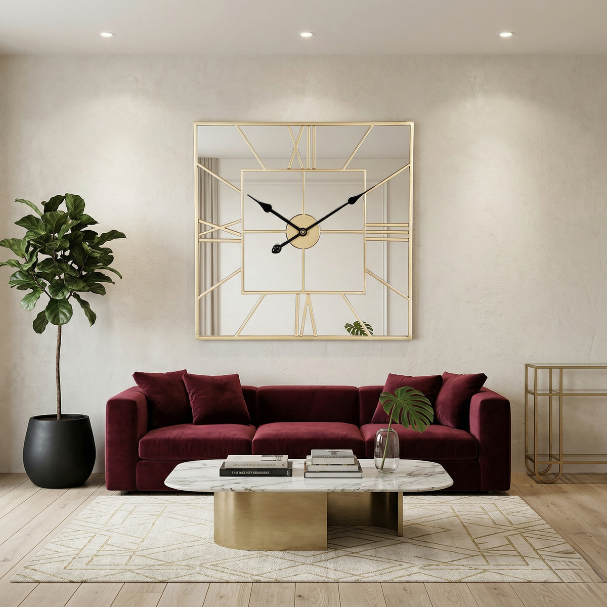 Horloge miroir carré