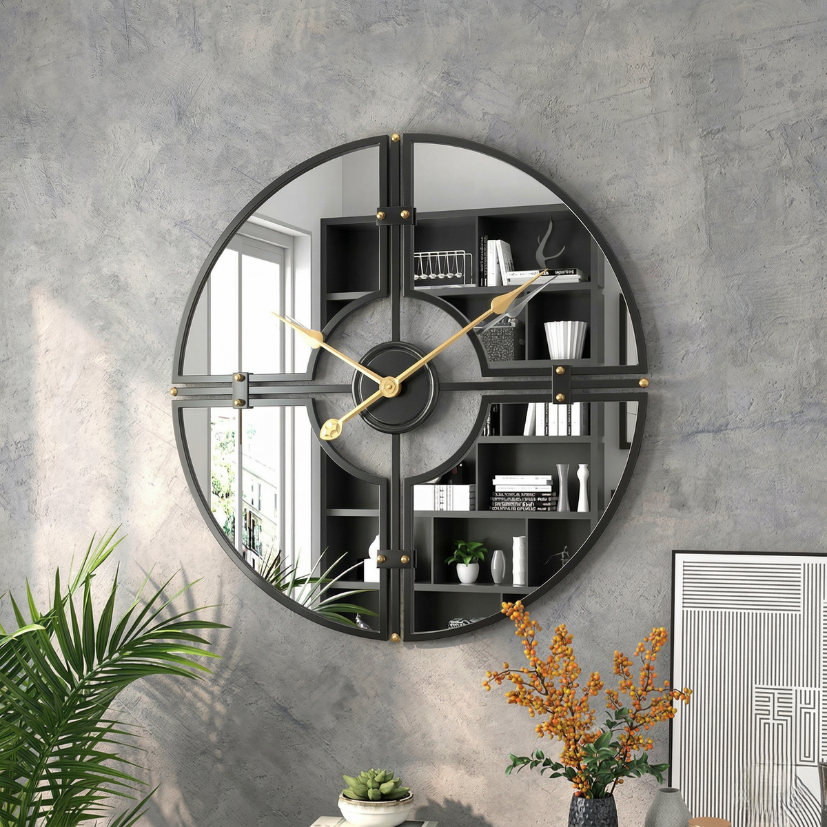 Horloge miroir murale