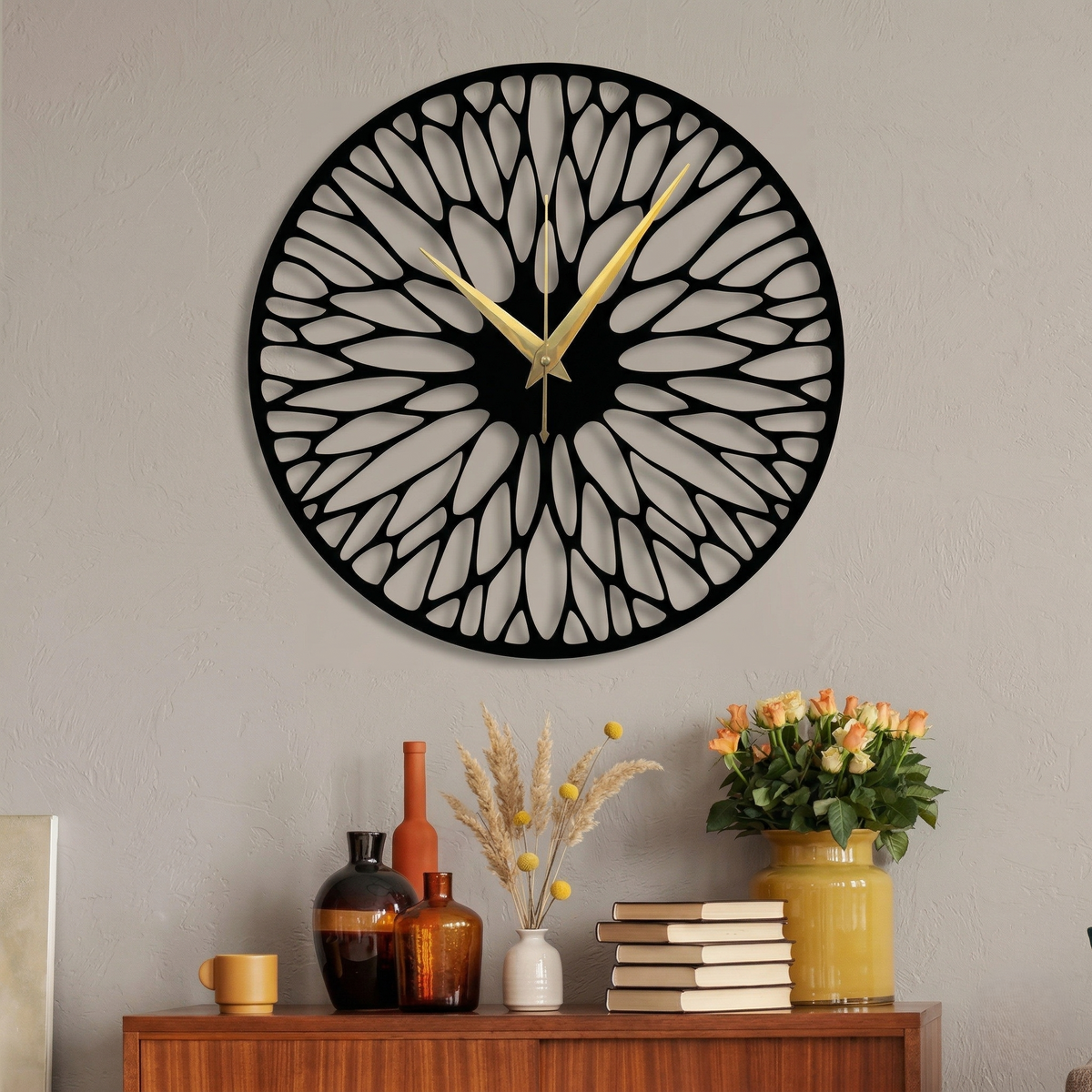 Horloge murale métal noir