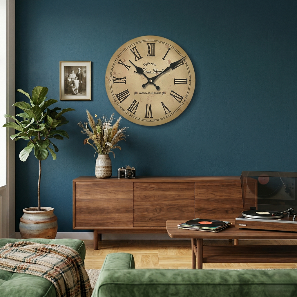 Horloge murale vintage bois