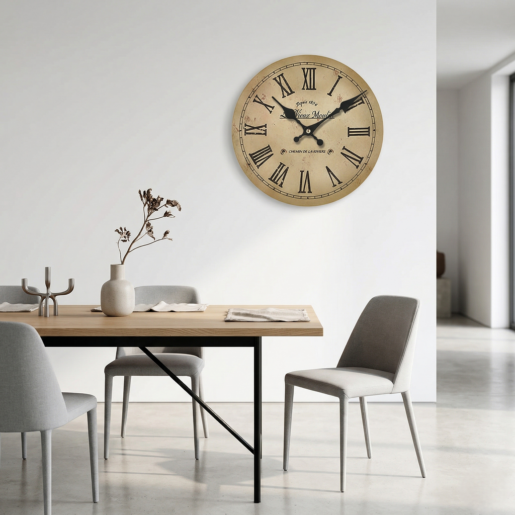 Horloge murale vintage bois