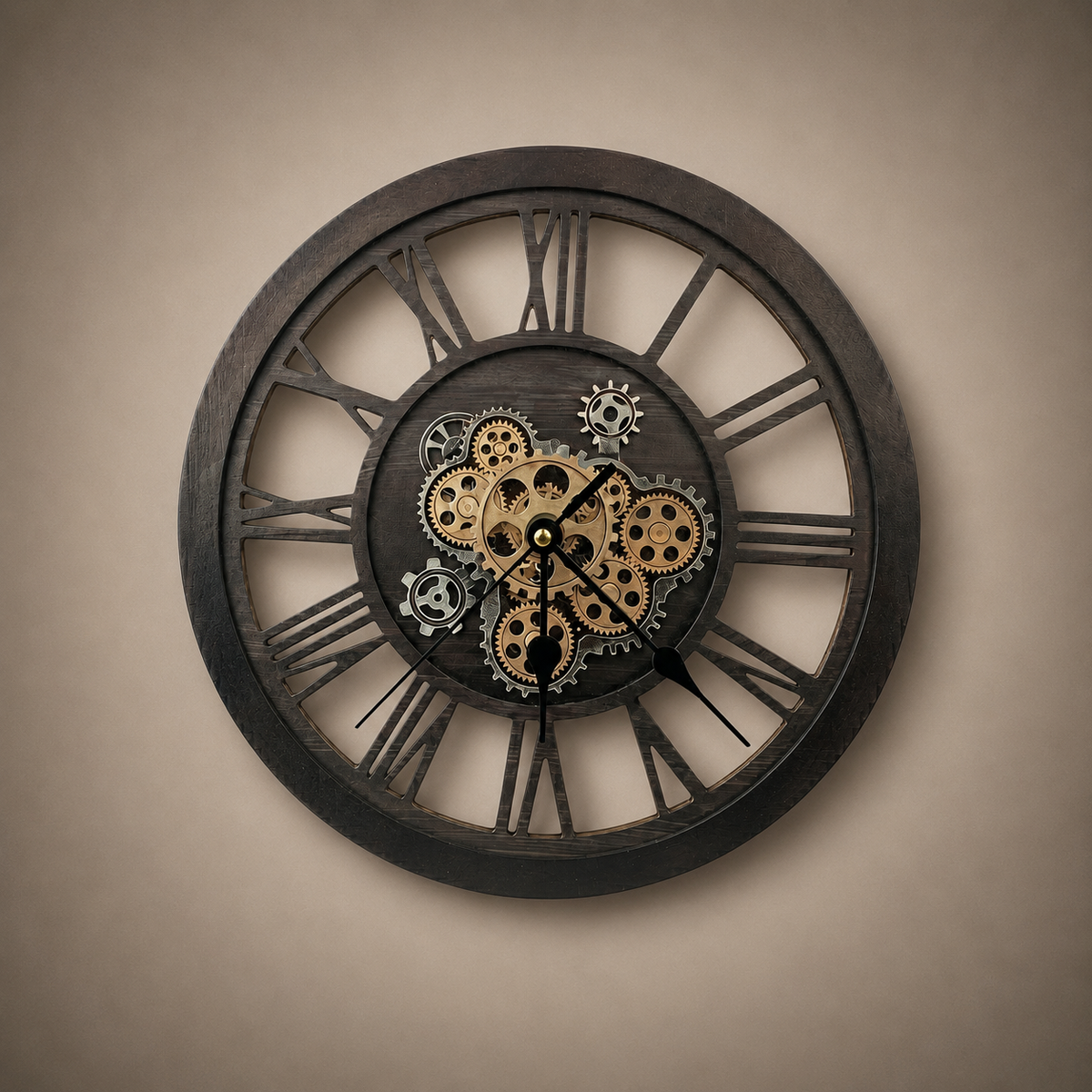 Horloge bois steampunk