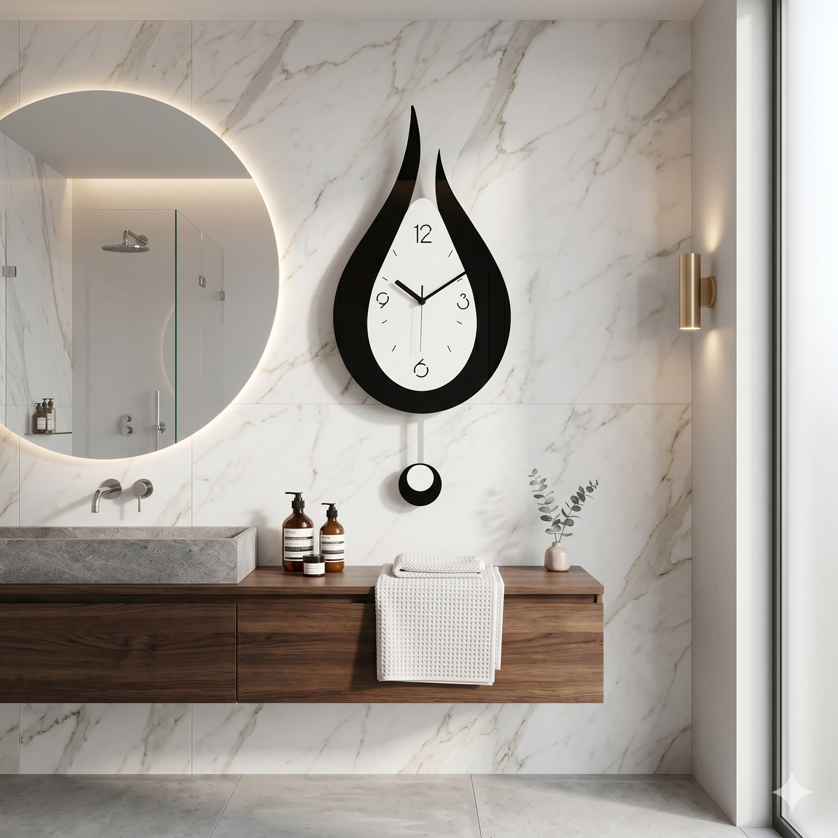 Horloge salle de bain originale