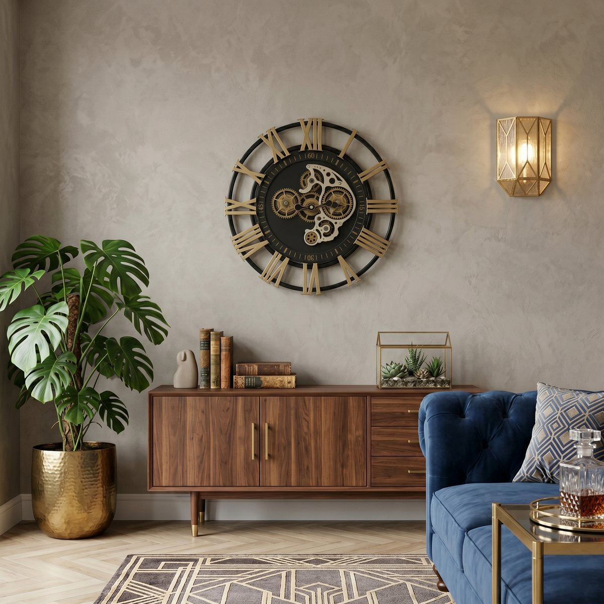 Horloge avec engrenages steampunk