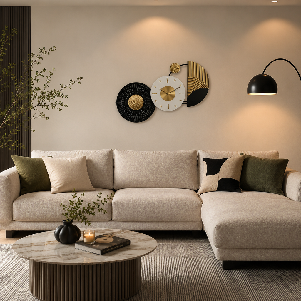Horloge blanche et doré design