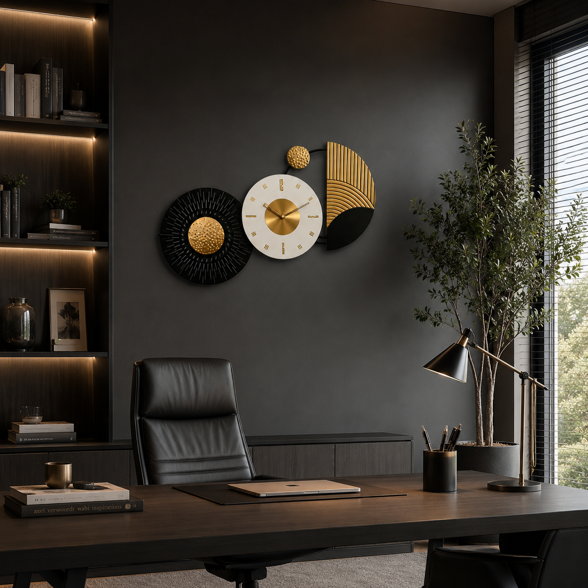 Horloge blanche et doré design