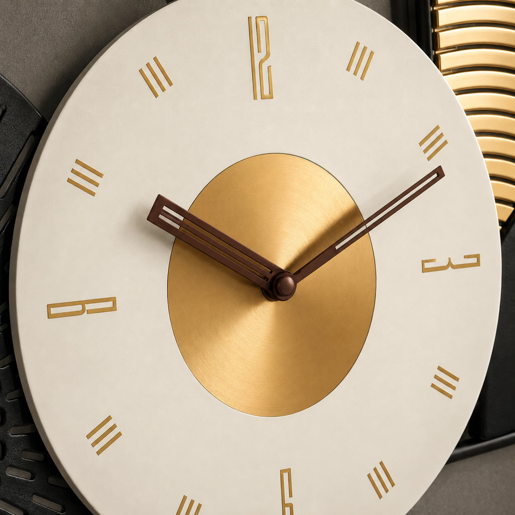 Horloge blanche et doré design