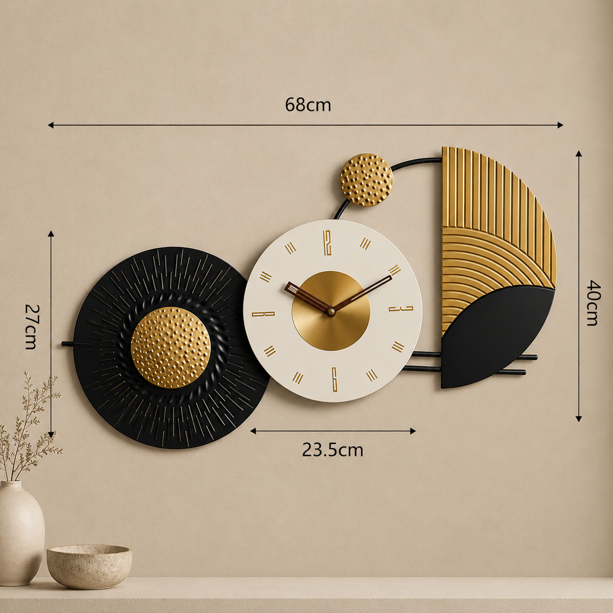 Horloge blanche et doré design