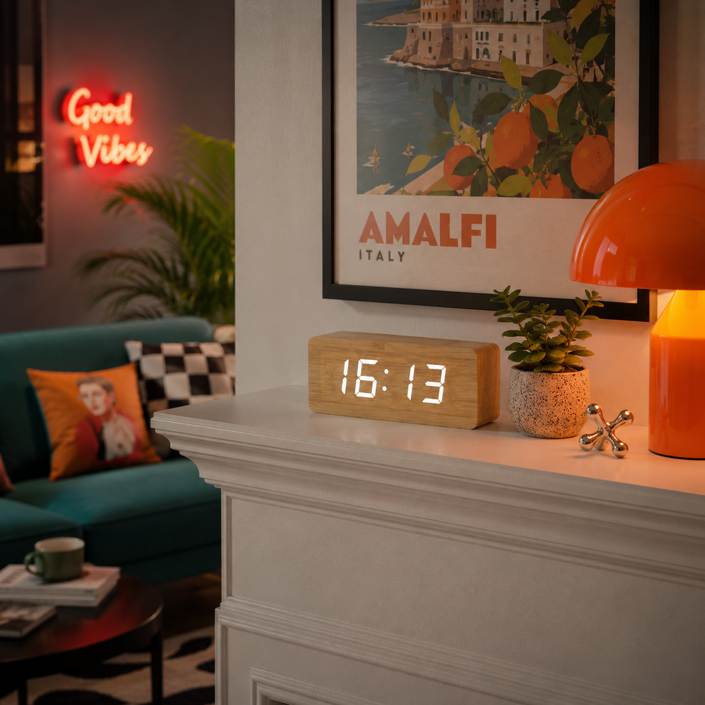 Horloge bois numérique