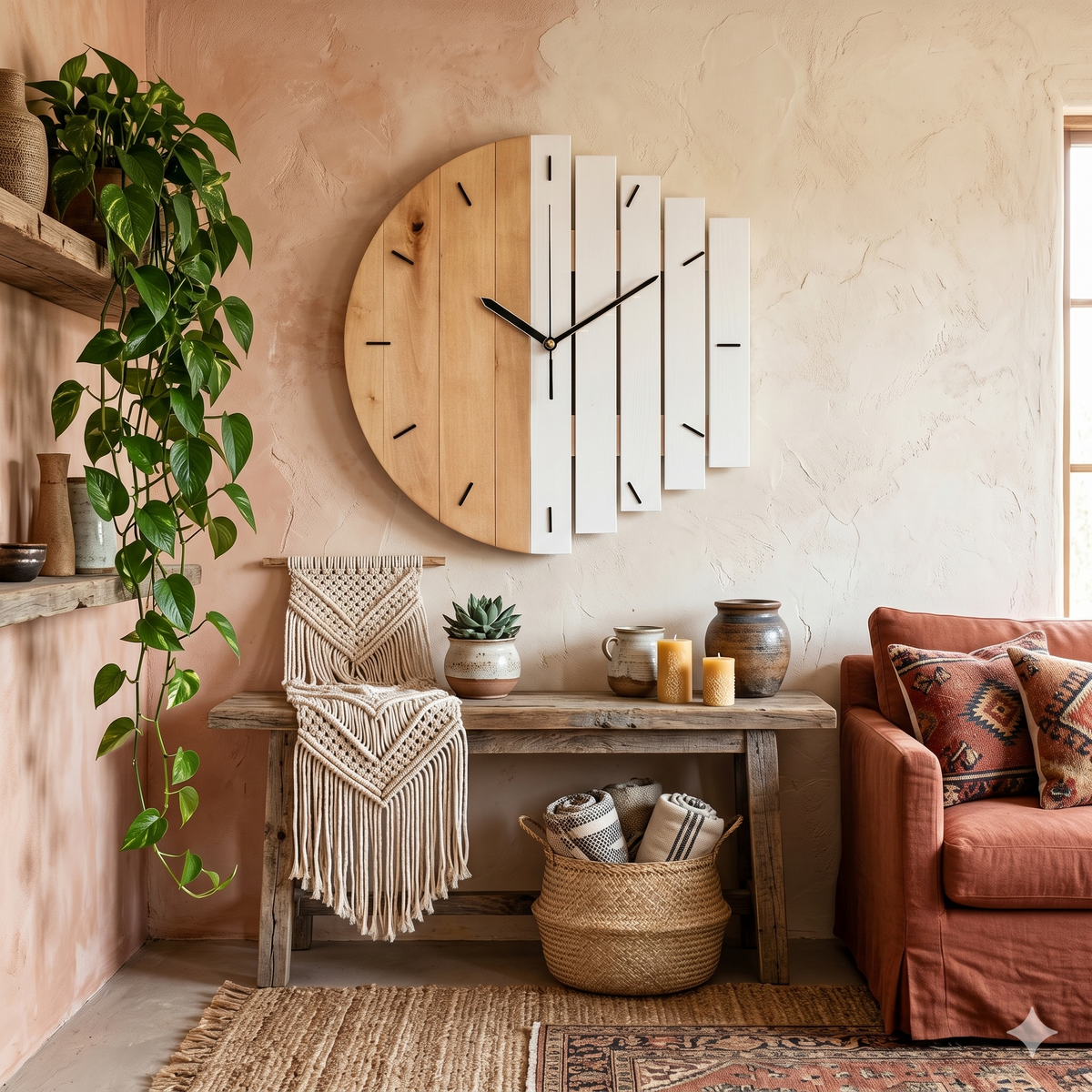 Horloge murale bois scandinave blanc
