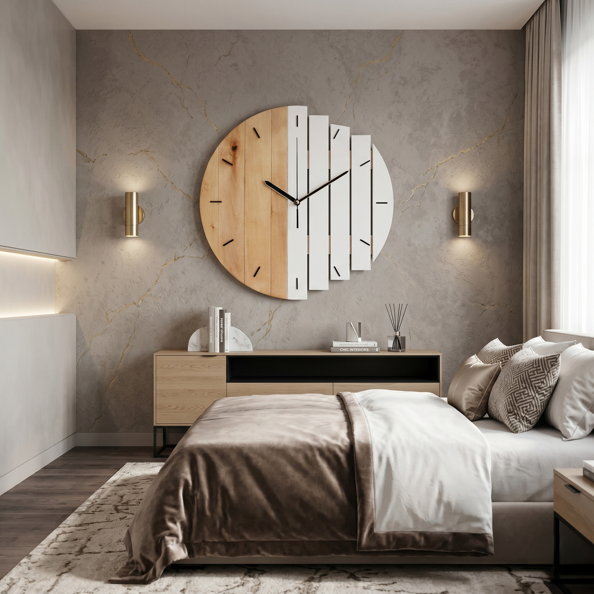 Horloge murale bois scandinave blanc