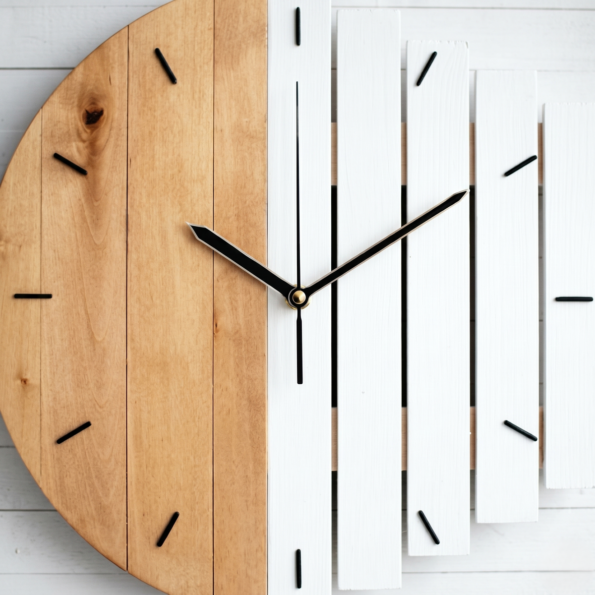Horloge murale bois scandinave blanc
