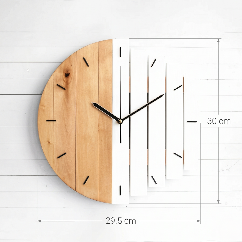Horloge murale bois scandinave blanc