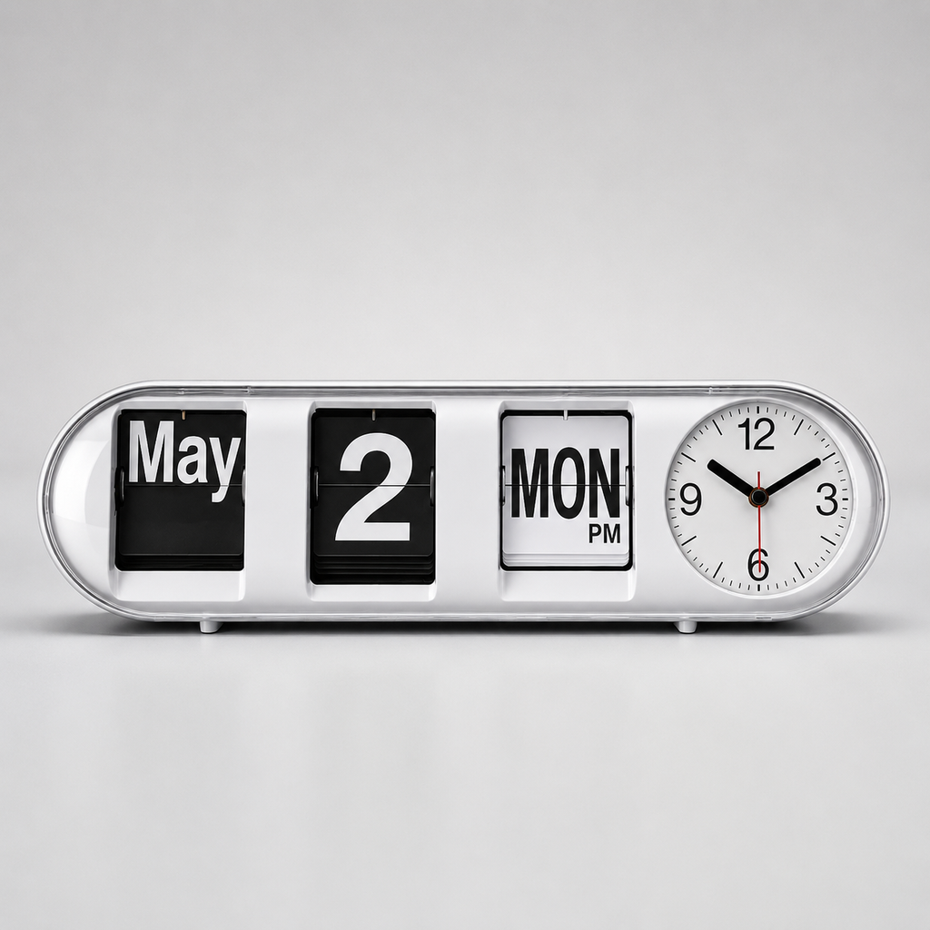 Horloge calendrier avec date jour et heure flip flap