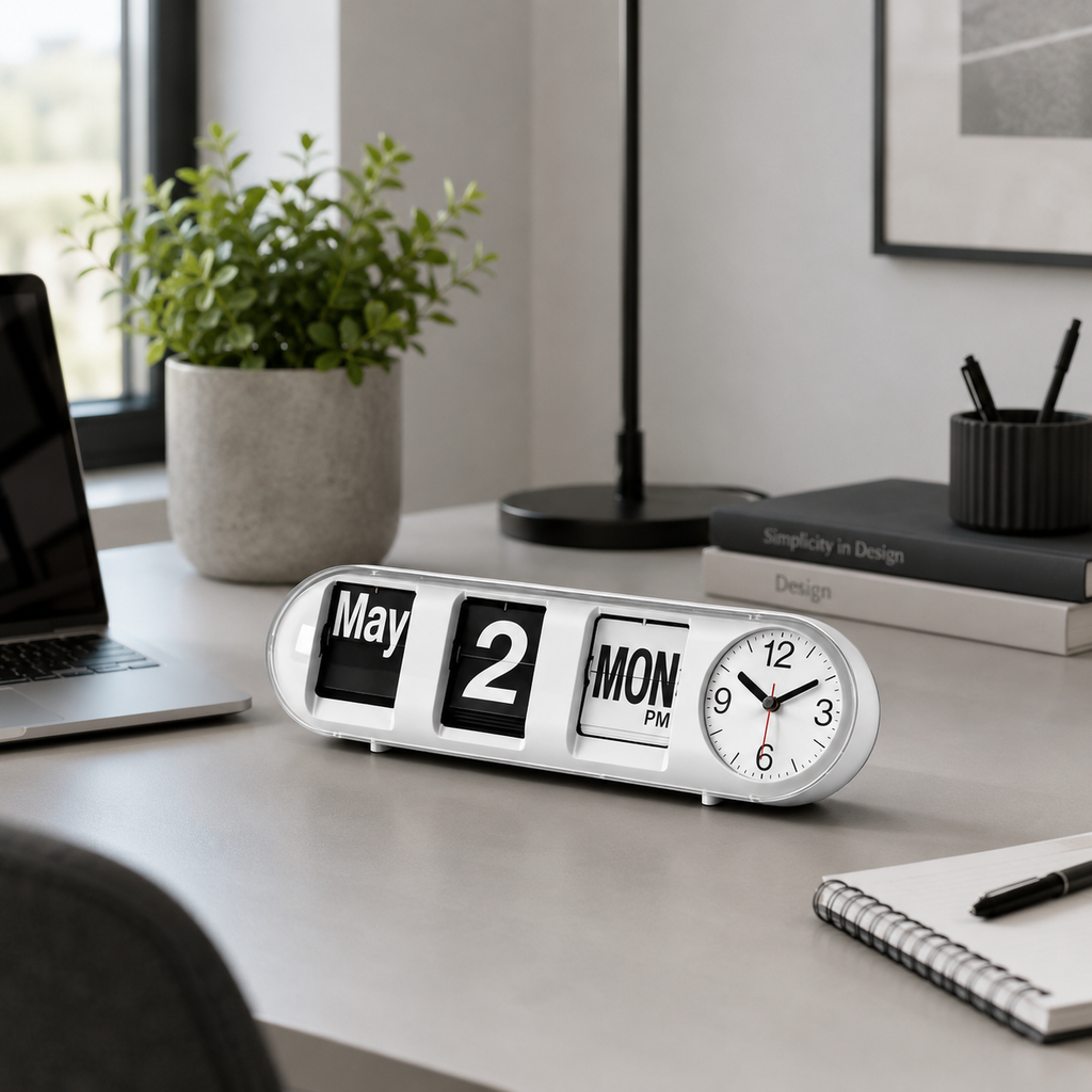 Horloge calendrier avec date jour et heure flip flap