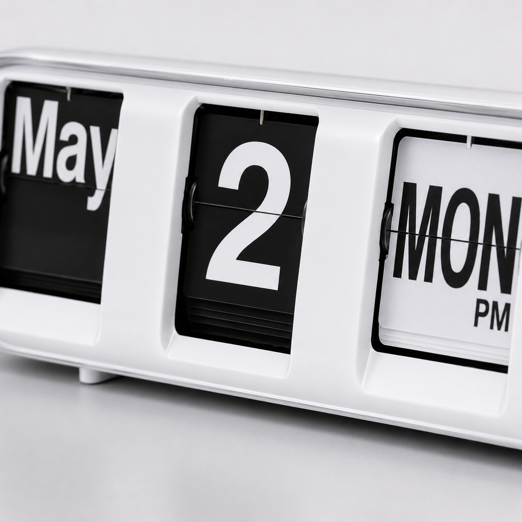 Horloge calendrier avec date jour et heure flip flap