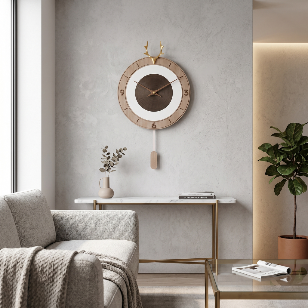 Horloge cerf bois scandinave