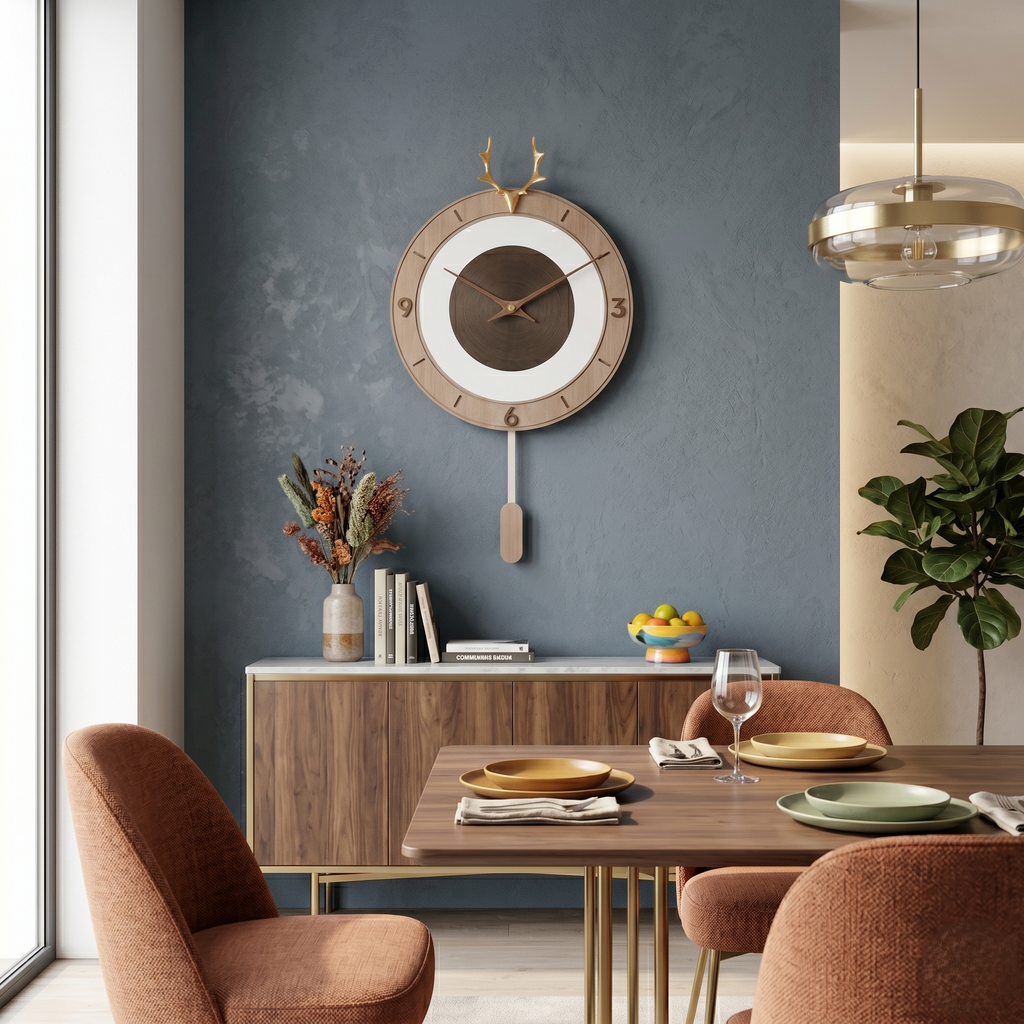 Horloge cerf bois scandinave