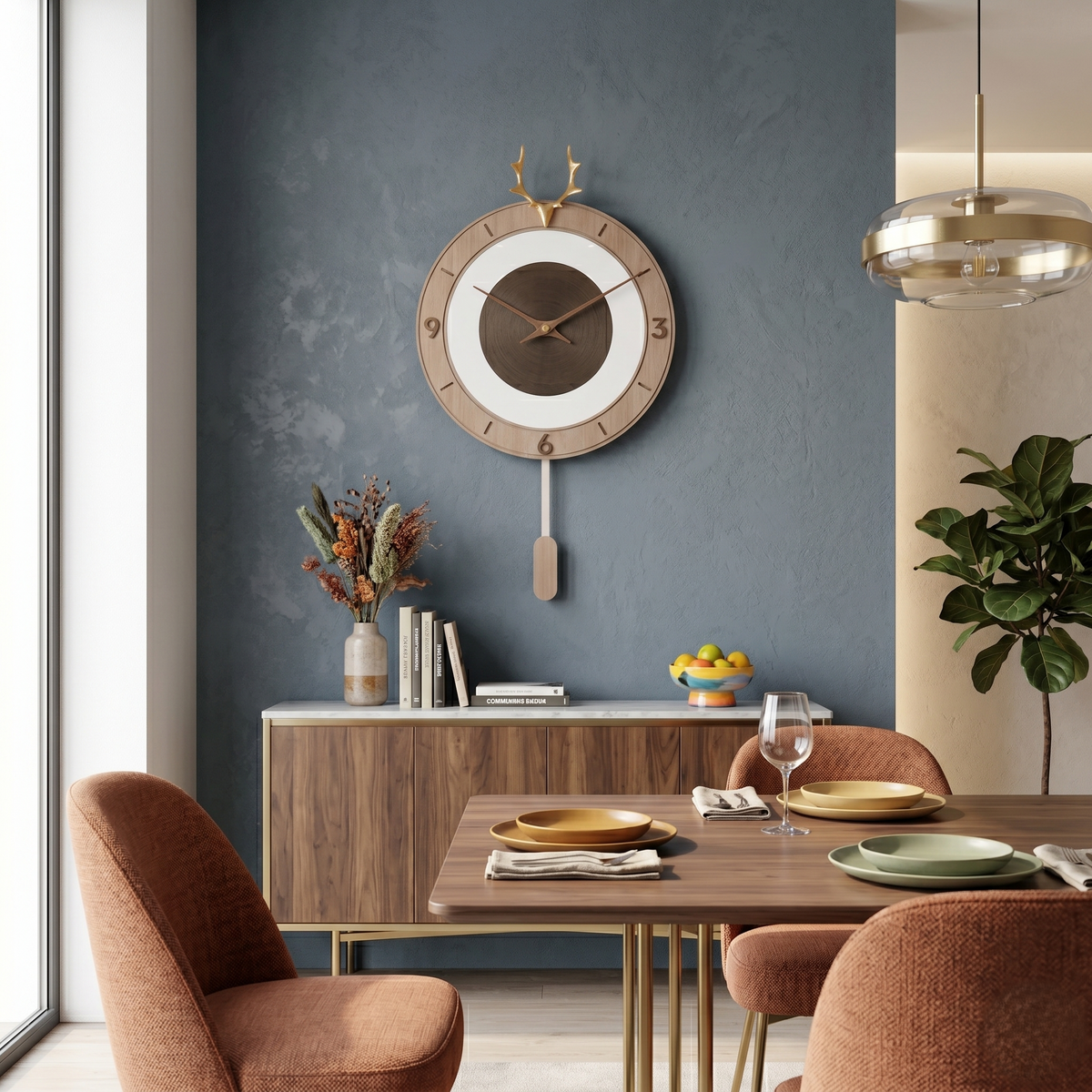 Horloge cerf bois scandinave