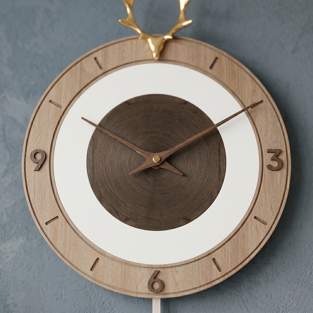 Horloge cerf bois scandinave