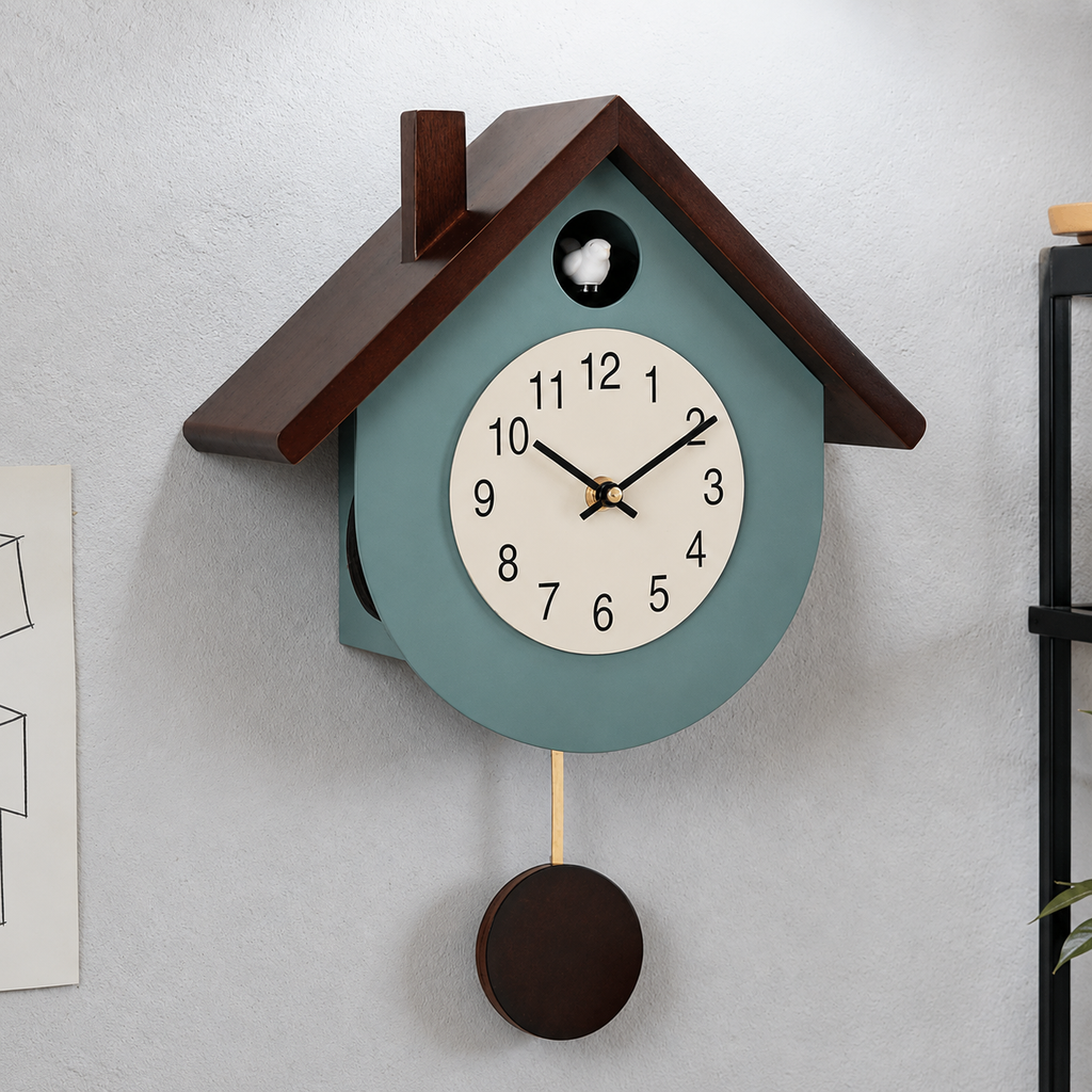 Horloge coucou moderne bleu
