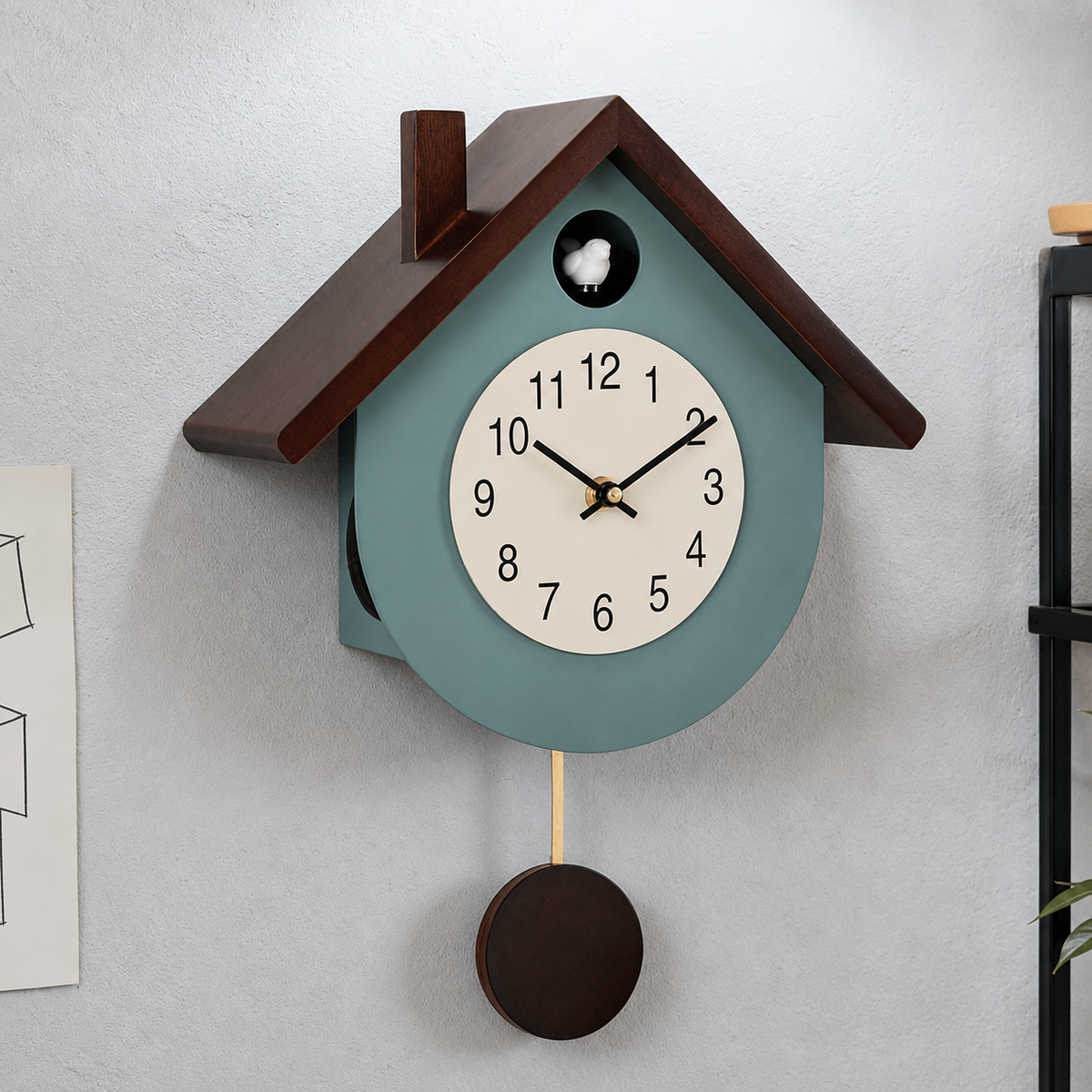 Horloge coucou moderne bleu