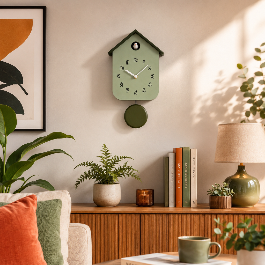 Horloge coucou moderne vert